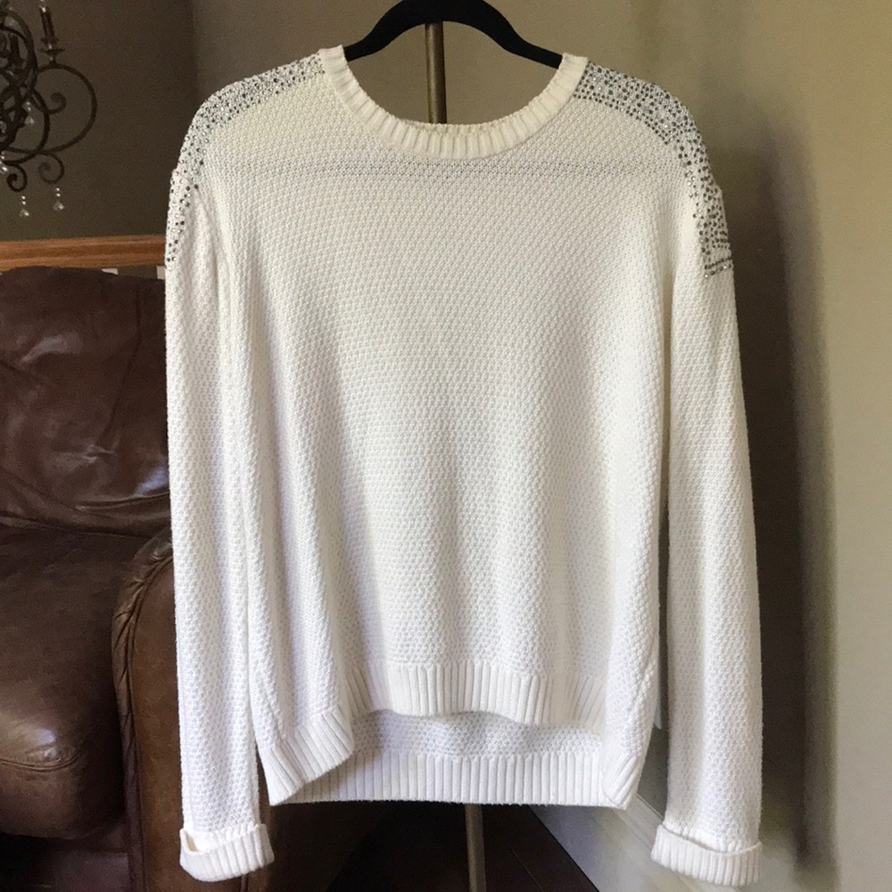 White Topshop Crystal Sweater